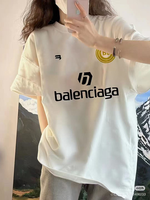 バレンシアガ バイカラーロゴデザイン クルーネック半袖Tシャツ