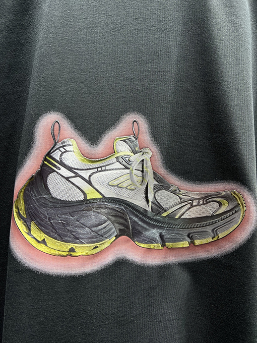 バレンシアガコピー ダッドシューズ ロゴデザイン クルーネック 半袖Tシャツ