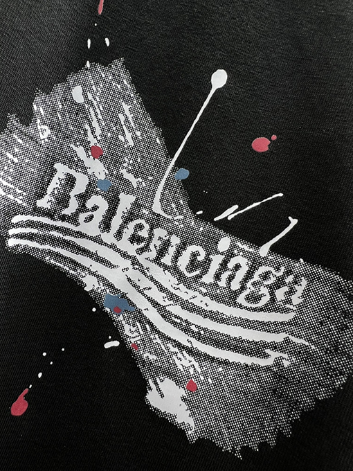バレンシアガスーパーコピーグラフィティアルファベットプリント クルーネック 半袖Tシャツ