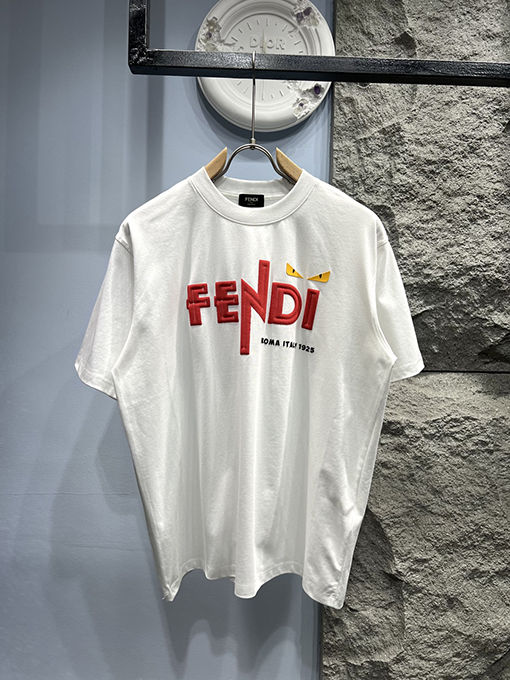 フェンディ バイカラーアルファベットロゴ クルーネック 半袖Tシャツ