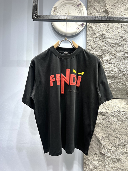フェンディ バイカラーアルファベットロゴ クルーネック 半袖Tシャツ
