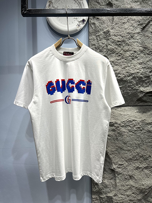 グッチ Gロゴ 幻影フロッキープリントTシャツ