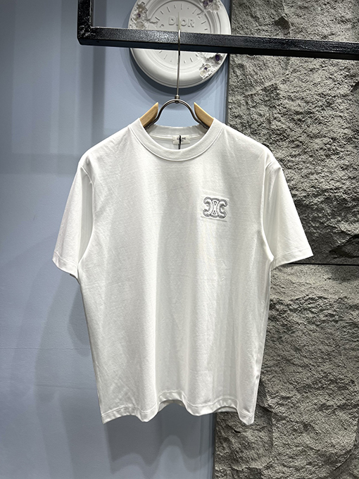 セリーヌ 新作 ワッペン刺繍ロゴ 半袖Tシャツ