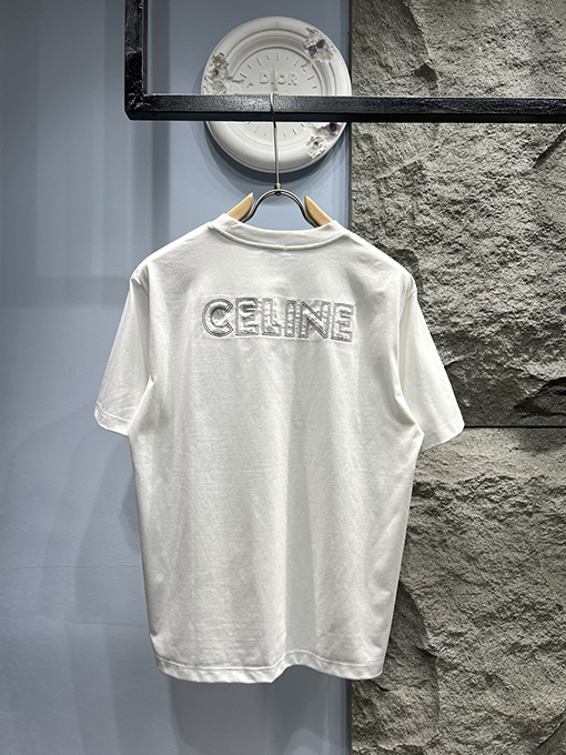 セリーヌ 新作 ワッペン刺繍ロゴ 半袖Tシャツ