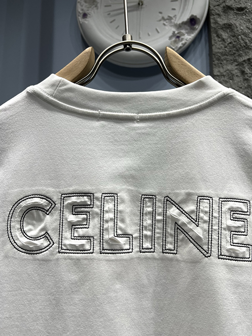 セリーヌ 新作 ワッペン刺繍ロゴ 半袖Tシャツ
