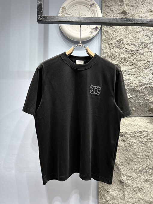セリーヌ 新作 ワッペン刺繍ロゴ 半袖Tシャツ