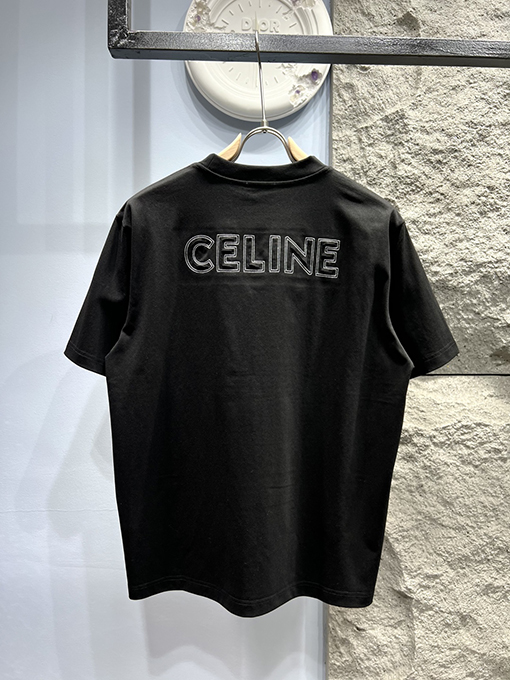 セリーヌ 新作 ワッペン刺繍ロゴ 半袖Tシャツ