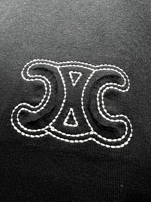 セリーヌ 新作 ワッペン刺繍ロゴ 半袖Tシャツ