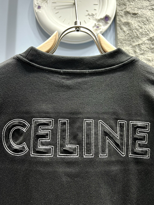 セリーヌ 新作 ワッペン刺繍ロゴ 半袖Tシャツ