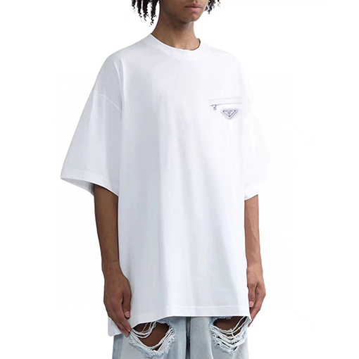 プラダスーパーコピーシンプルロゴ フェイクポケット 半袖Tシャツ