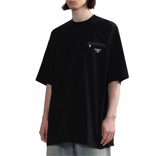 プラダスーパーコピーシンプルロゴ フェイクポケット 半袖Tシャツ