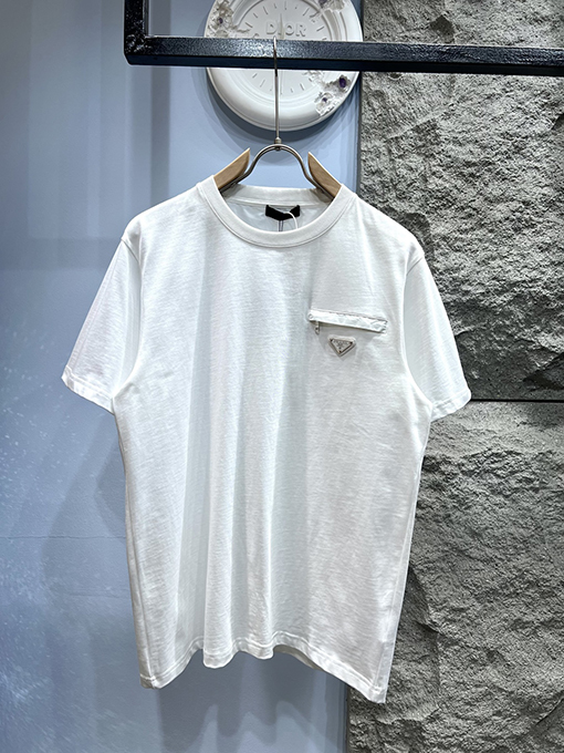 プラダスーパーコピーシンプルロゴ フェイクポケット 半袖Tシャツ