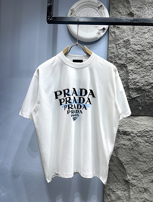 プラダロゴプリント 英字デザイン 半袖Tシャツ