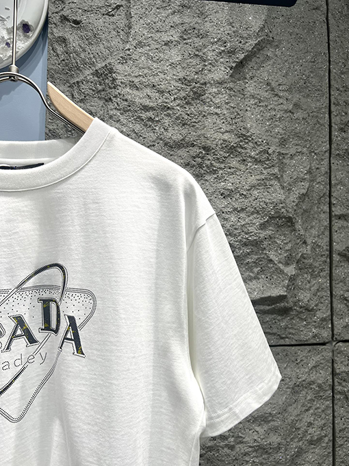 プラダ三角切り替えロゴデザイン 半袖Tシャツ
