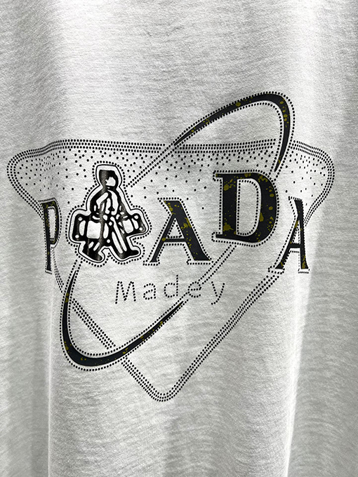 プラダ三角切り替えロゴデザイン 半袖Tシャツ