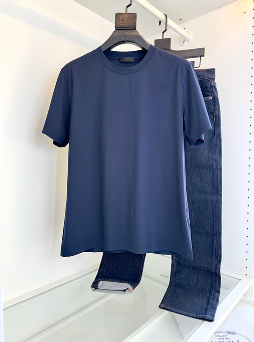 プラダスーパーコピー三角ロゴワッペン装飾 クルーネック半袖Tシャツ