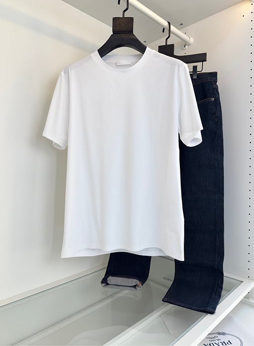 プラダスーパーコピー三角ロゴワッペン装飾 クルーネック半袖Tシャツ