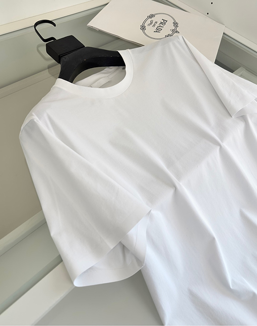 プラダスーパーコピー三角ロゴワッペン装飾 クルーネック半袖Tシャツ