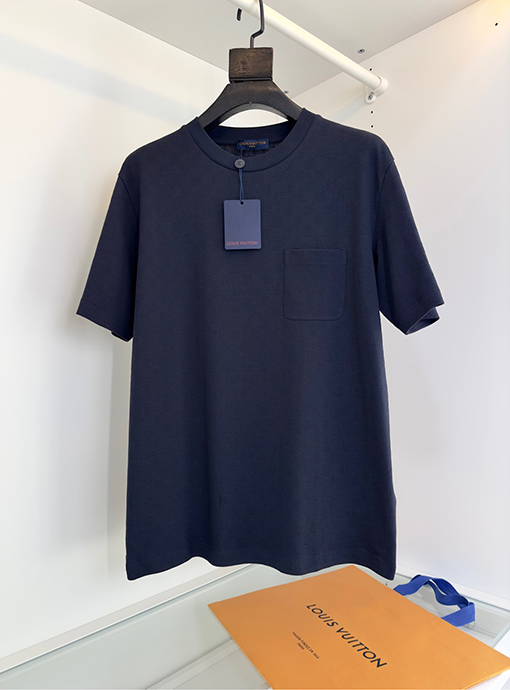 ルイヴィトンダミエチェッカー柄 ジャカード織 ゆったりシルエット クルーネック半袖Tシャツ