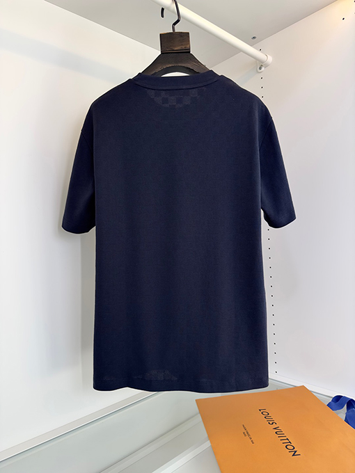 ルイヴィトンダミエチェッカー柄 ジャカード織 ゆったりシルエット クルーネック半袖Tシャツ