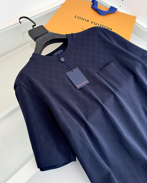 ルイヴィトンダミエチェッカー柄 ジャカード織 ゆったりシルエット クルーネック半袖Tシャツ