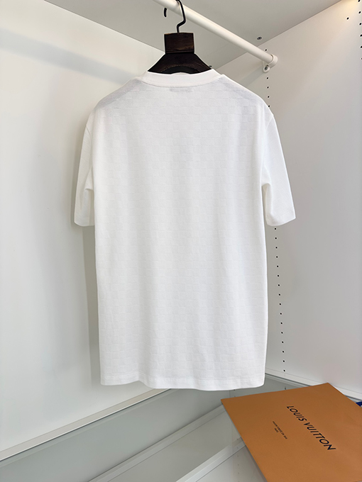 ルイヴィトンダミエチェッカー柄 ジャカード織 ゆったりシルエット クルーネック半袖Tシャツ