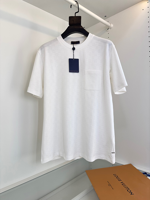 ルイヴィトンダミエチェッカー柄 ジャカード織 ゆったりシルエット クルーネック半袖Tシャツ