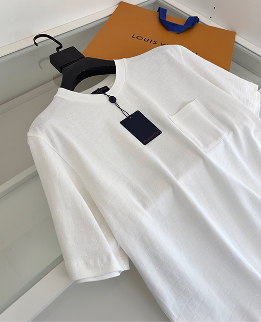ルイヴィトンダミエチェッカー柄 ジャカード織 ゆったりシルエット クルーネック半袖Tシャツ