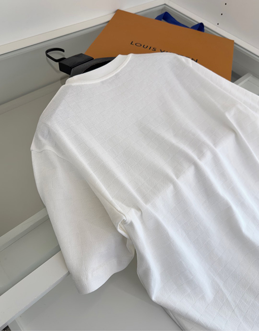 ルイヴィトンダミエチェッカー柄 ジャカード織 ゆったりシルエット クルーネック半袖Tシャツ