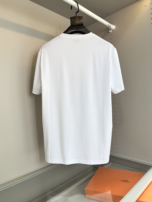 エルメスHパズルレザー刺繍装飾 クルーネック 半袖Tシャツ