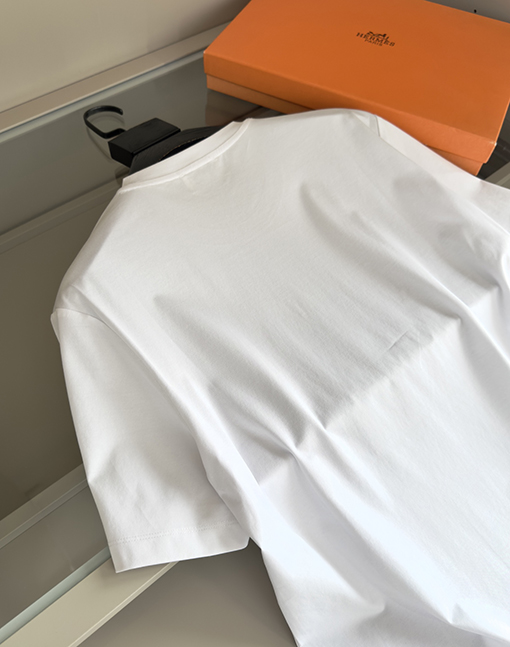 エルメスHパズルレザー刺繍装飾 クルーネック 半袖Tシャツ
