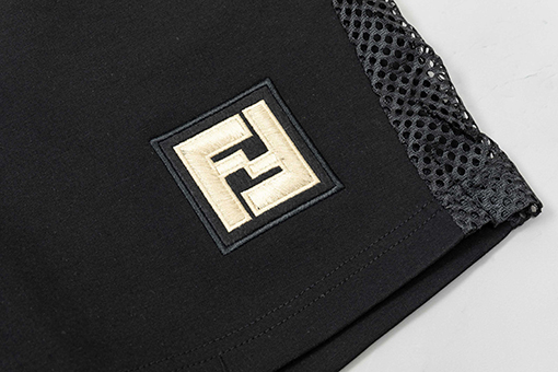フェンディ ダブルFF刺繍ロゴ メッシュ切り替え 5分丈ショートパンツ