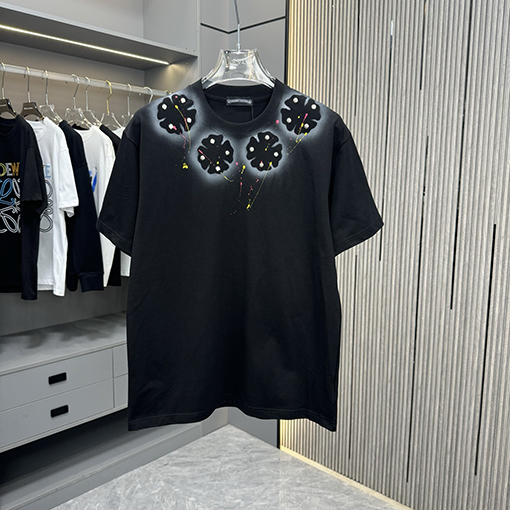 クロムハーツスーパーコピースプレープリントクルーネック半袖Tシャツ