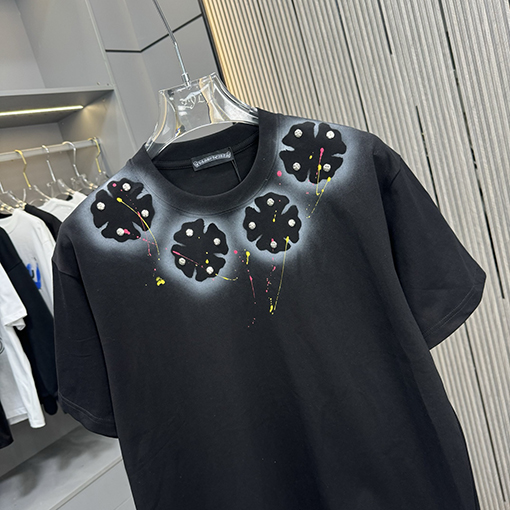 クロムハーツスーパーコピースプレープリントクルーネック半袖Tシャツ