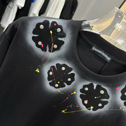 クロムハーツスーパーコピースプレープリントクルーネック半袖Tシャツ