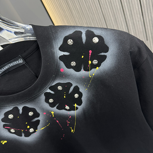 クロムハーツスーパーコピースプレープリントクルーネック半袖Tシャツ