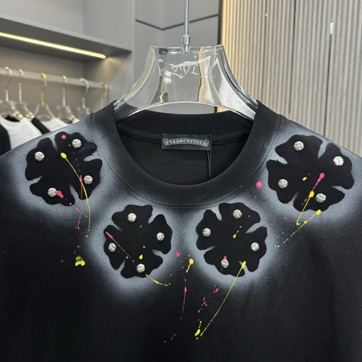 クロムハーツスーパーコピースプレープリントクルーネック半袖Tシャツ
