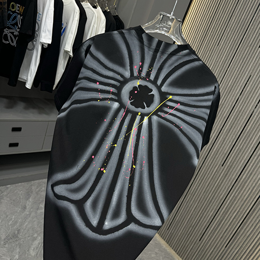 クロムハーツスーパーコピースプレープリントクルーネック半袖Tシャツ
