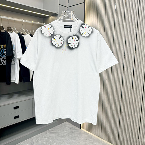 クロムハーツスーパーコピースプレープリントクルーネック半袖Tシャツ