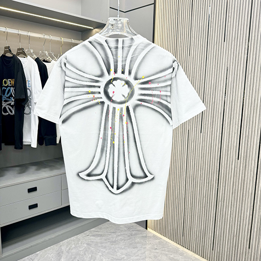 クロムハーツスーパーコピースプレープリントクルーネック半袖Tシャツ