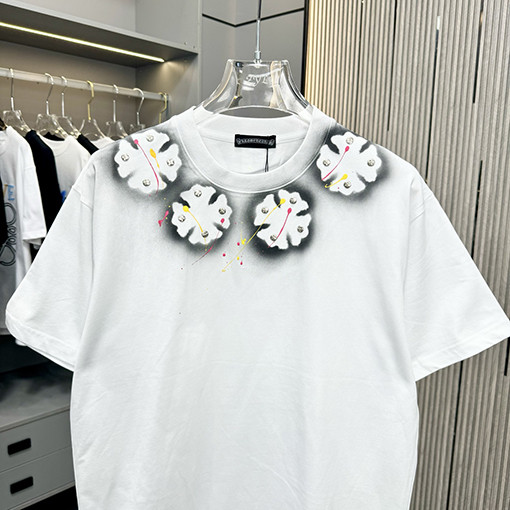 クロムハーツスーパーコピースプレープリントクルーネック半袖Tシャツ