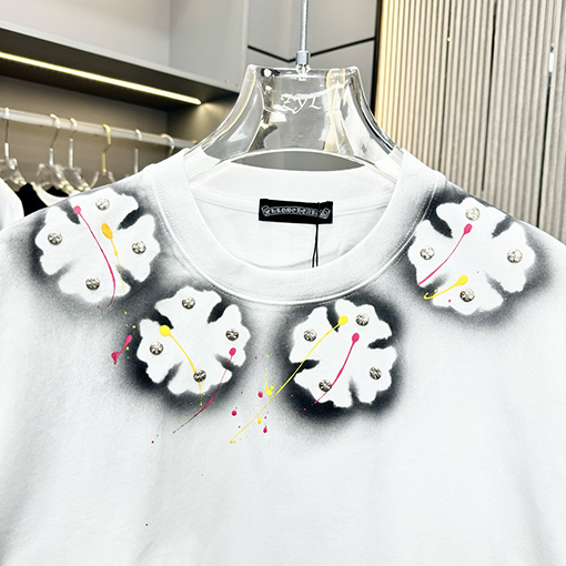クロムハーツスーパーコピースプレープリントクルーネック半袖Tシャツ