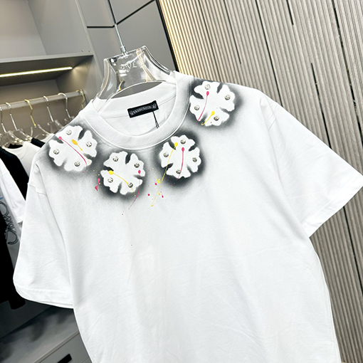 クロムハーツスーパーコピースプレープリントクルーネック半袖Tシャツ