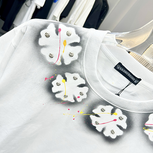 クロムハーツスーパーコピースプレープリントクルーネック半袖Tシャツ