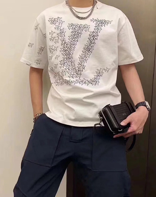 ルイヴィトン小さな飛行機プリント 半袖Tシャツ