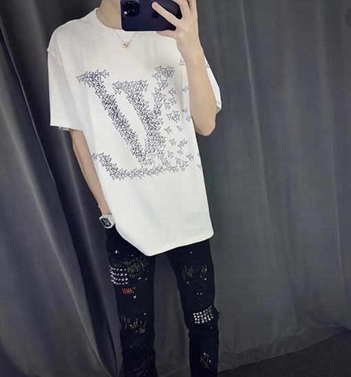 ルイヴィトン小さな飛行機プリント 半袖Tシャツ