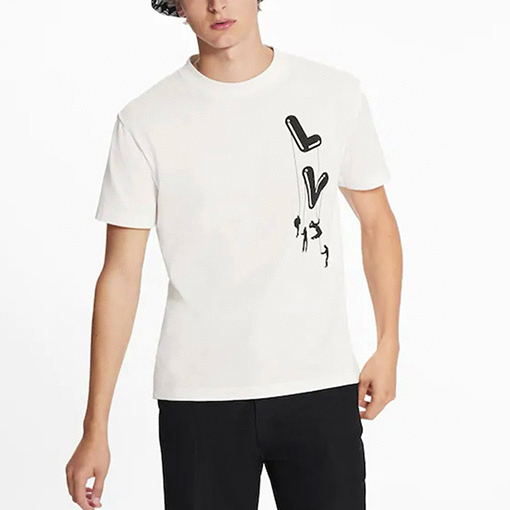 ルイヴィトンスーパーコピー25SS 新作 小さな飛行機プリント 半袖Tシャツ