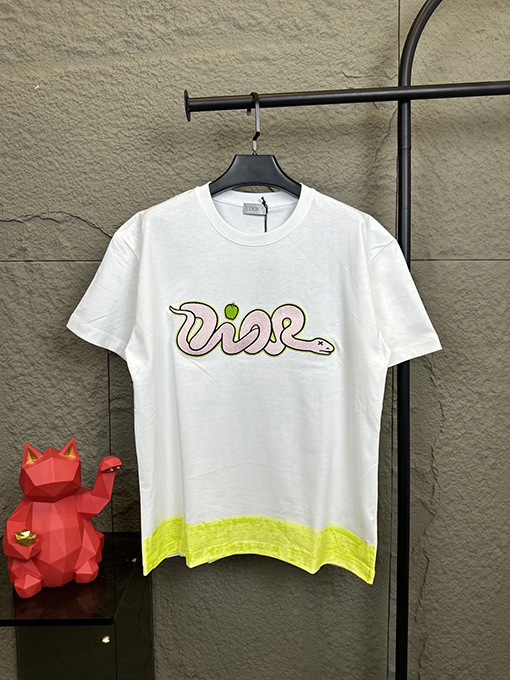 ディオールコピー金の蛇デザイン 幸運を呼ぶ 半袖Tシャツ