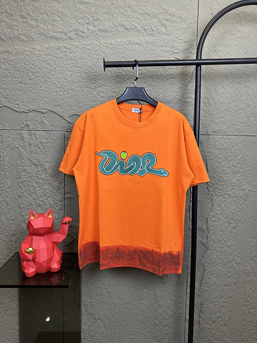 ディオールコピー金の蛇デザイン 幸運を呼ぶ 半袖Tシャツ