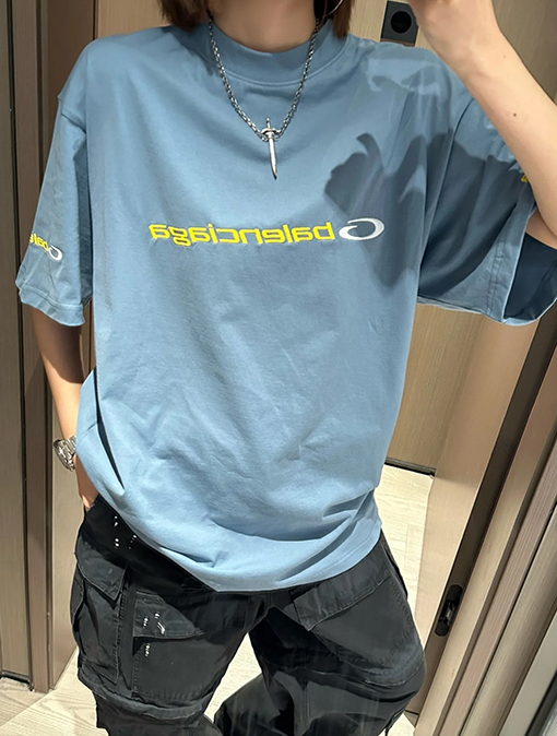 バレンシアガ25SS 新作 サークルロゴ 前後刺繍 半袖Tシャツ